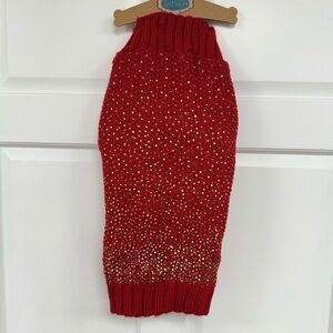 NWT Pret A Paw Red & Gold Glitter Dog Sweater Large Dogs Pet Apparel Bougie
